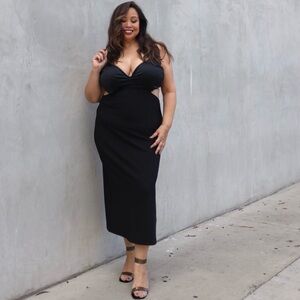 Abercrombie & Fitch Mixed Media Cut-Out Dress – XL, Black like new